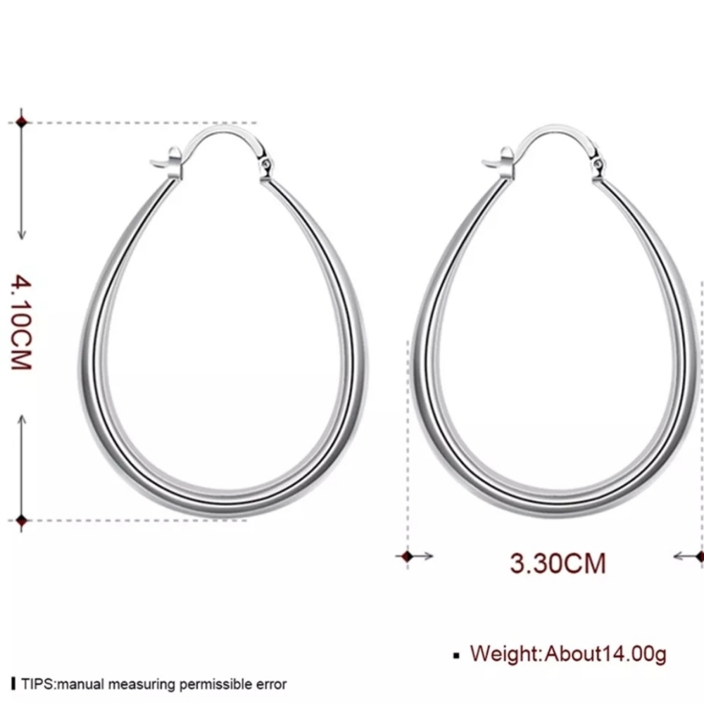 925 Sterling Silver Smooth Circle 41mm Hoop Earrings - Picture 4 of 5
